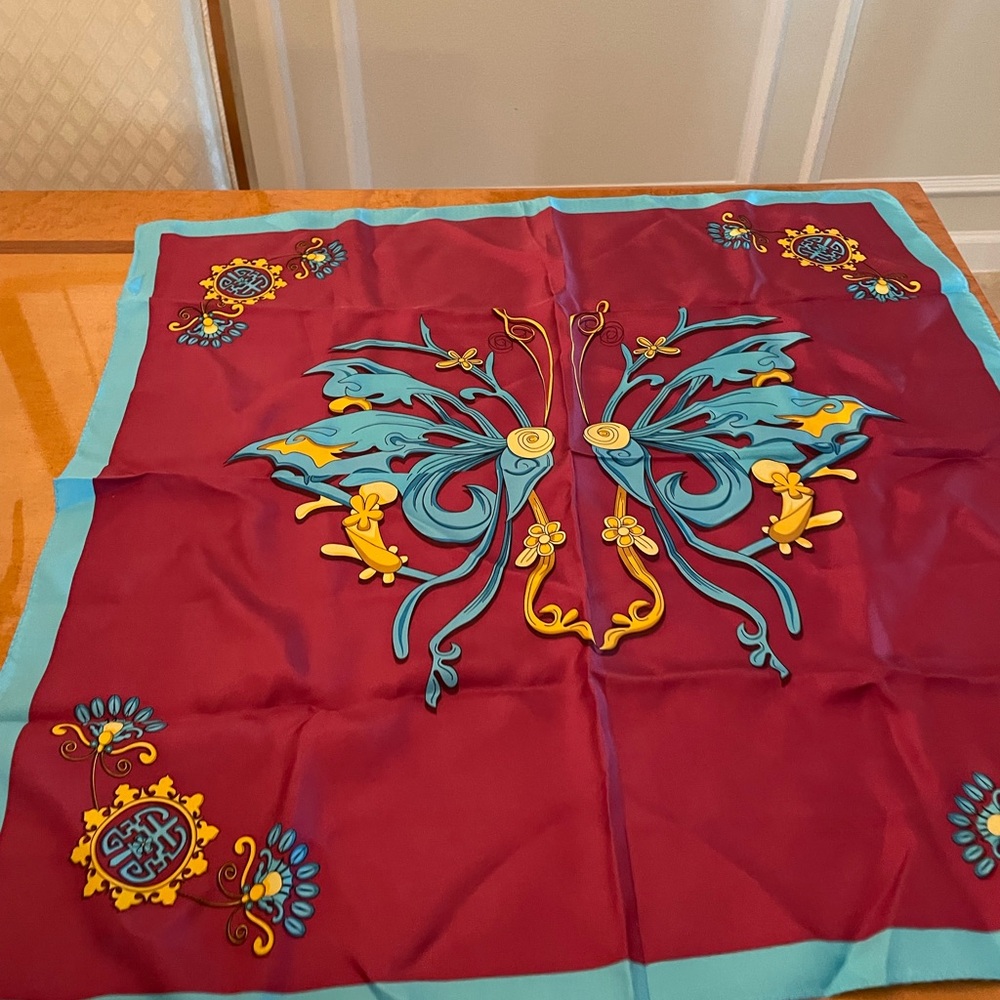 Wensli Silk Scarf with Butterfly Design